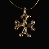 Byzantine bronze cross pendant