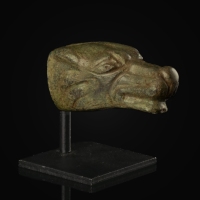 Ancient Roman bronze Wolf-head terminal