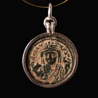Silver pendant with Byzantine coin Maurice Tiberius