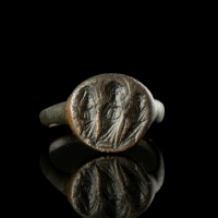 Byzantine bronze wedding seal ring