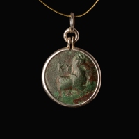 Silver pendant with ancient Greek coin, Aeolis, Kyme