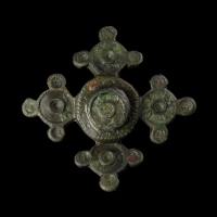Gallo-Roman - early Germanic large enamelled bronze cruciform brooch