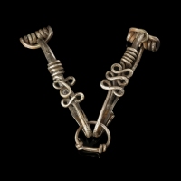 Iron Age, pair of silver Celtic La Tène connected fibulae