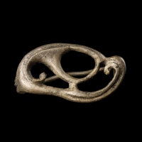 Ancient Roman silver openwork Pelta Fibula