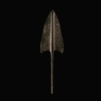 Ancient Near-Eastern large bronze barbed arrowhead
