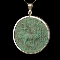 Silver pendant with Roman coin of Vespasian