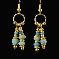 Earrings with Roman turquoise glass beads