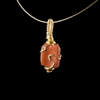 Pendant with wire-wrapped Roman red glass bead