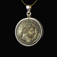 Silver pendant with Roman coin of Maximianus AE Follis