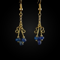 Earrings with Roman blue glass beads