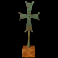 Large Byzantine bronze Processional Cross with Archangel