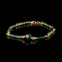 Bracelet with Roman green glass beads in a linked design