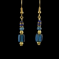 Earrings with Roman blue glass beads