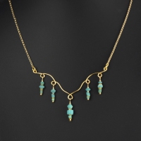 Necklace with Roman turquoise glass beads
