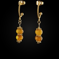 Earrings with Roman amber colour glass beads