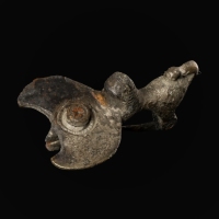 Ancient Roman bronze fibula, Lion holding Lunula