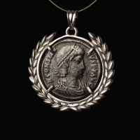 Silver pendant with Roman coin of Constantius II