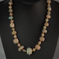 Necklace with ancient Egyptian faience and melon beads