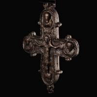 Byzantine Bronze Reliquary Cross Pendant (Enkolpion)