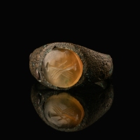 Roman Bronze Marriage Ring with Clasped Hands Carnelian Intaglio