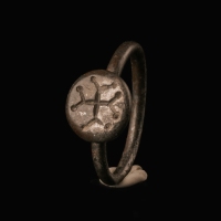 Medieval Silver Seal Ring with Crusader Cross