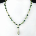 Necklace with Roman green glass and semi-translucent beads
