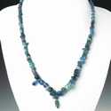 Necklace with Roman blue glass beads, bronze wire pendant
