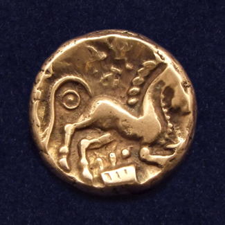 Celtic gold stater, spiral type from the Trinovantes tribe