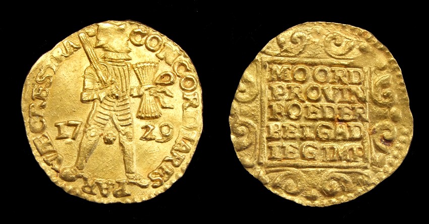 Gold Ducat 1729, retrieved from 't Vliegend Hert