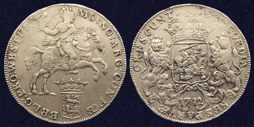 West-Friesland ducaton (Rijder) 1742, recovered from the Hollandia