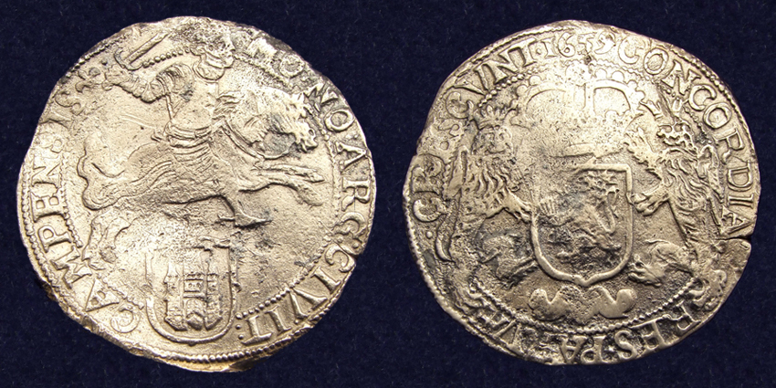 Kampen, Ducaton 1659, recovered from the 'Hollandia' shipwreck