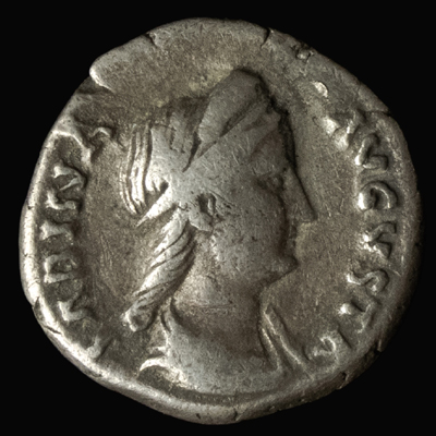 Portrait of Sabina Augusta on a Roman silver denarius